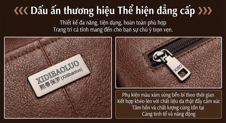 Túi Xách Tay/Đeo Vai Nữ Nhiều Ngăn Phong Cách Retro, Da Mờ Màu Nâu chi tiết 6