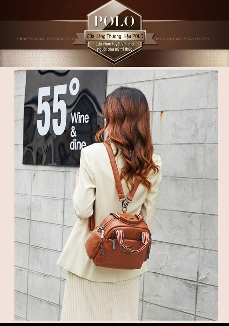 Túi Xách Tay/Đeo Vai Nữ Nhiều Ngăn Phong Cách Retro, Da Mờ Màu Nâu chi tiết 14