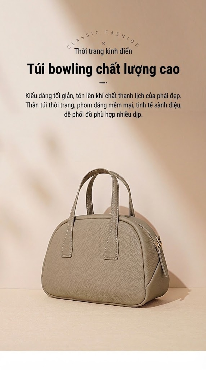 Túi Xách Tay Đeo Vai Nữ Phong Cách Vintage Âu Mỹ Đậu Hà Lan Bề Mặt Da Màu Đen, Xanh, Be, Nâu chi tiết 2