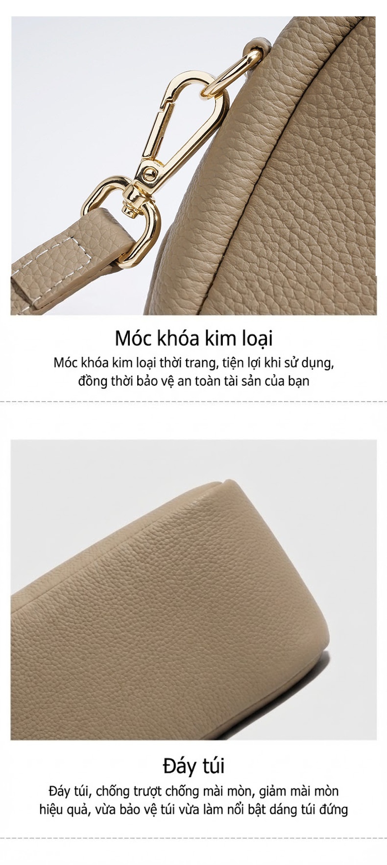 Túi Xách Tay Đeo Vai Nữ Phong Cách Vintage Âu Mỹ Đậu Hà Lan Bề Mặt Da Màu Đen, Xanh, Be, Nâu chi tiết 11