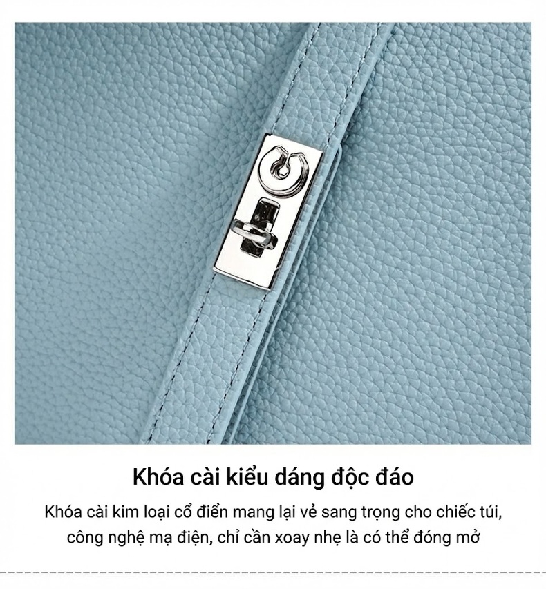 Túi Xách Tay/Đeo Vai Nữ Thiết Kế Lưỡi Liềm Da Bóng Thời Trang Công Sở Màu Hồng, Xanh Dương, Trắng, Đen... chi tiết 13