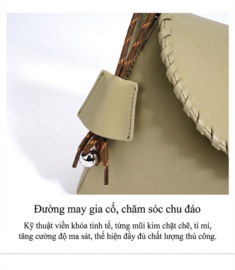 Túi Xách Tay/Đeo Vai Nữ Thiết Kế Pháp Đơn Giản Màu Be, Nâu, Đen chi tiết 14