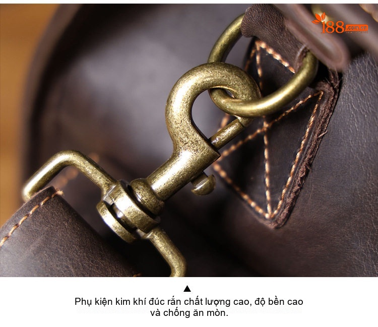 Túi Xách Tay Du Lịch Da Bò Lớn Phong Cách Cổ Điển Màu Nâu chi tiết 14