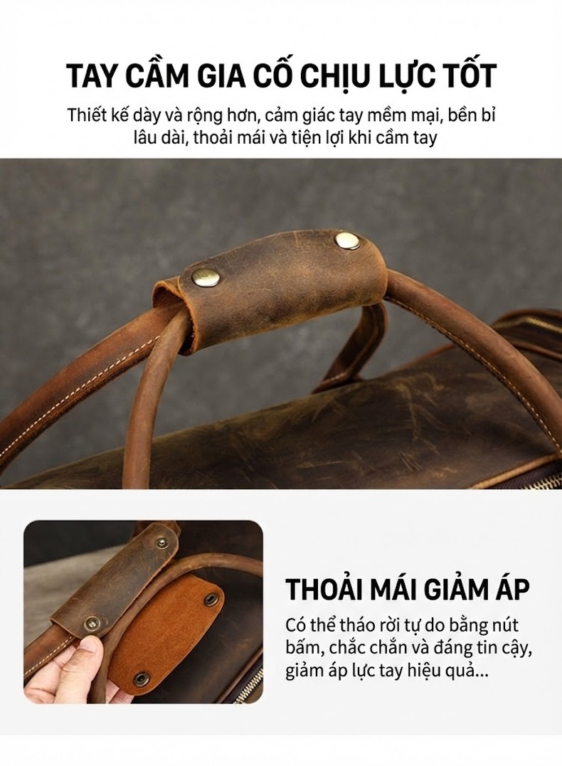 Túi Xách Tay Du Lịch Da Mờ MASIWEI Dung Tích Lớn Màu Nâu chi tiết 12