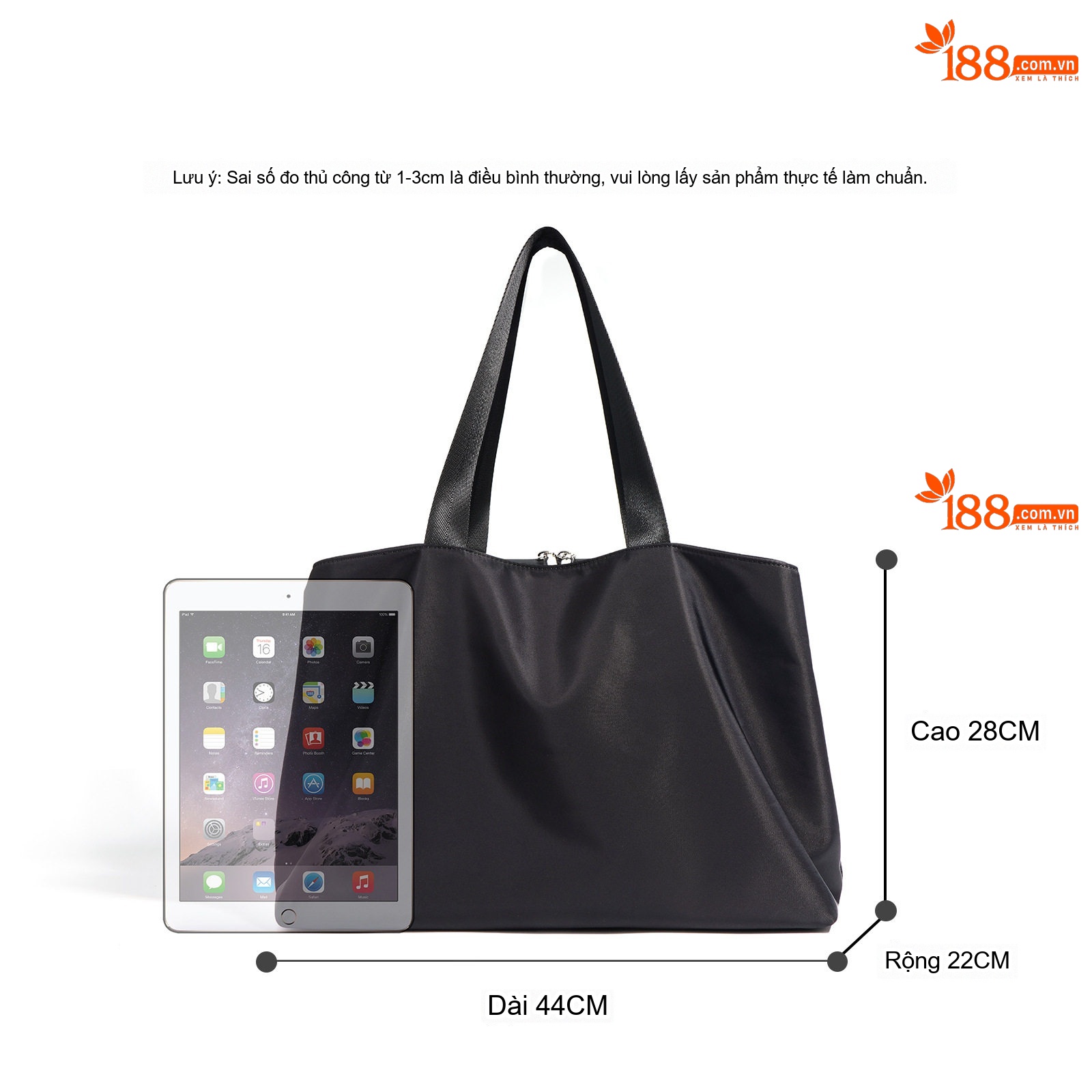 Túi Xách Tay Du Lịch Nam Nữ Đựng Đồ Lớn Vải Nylon Nhiều Ngăn Siêu Nhẹ Phong Cách Tối Giản Màu Đen