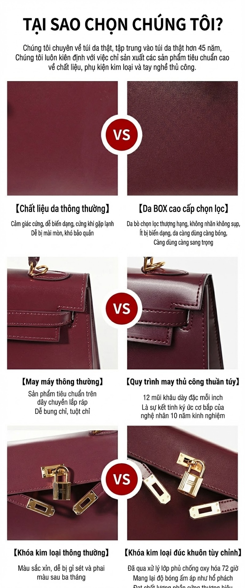 Túi Xách Tay Mini Nữ Da Bò Vân BOX Cao Cấp Màu Đỏ Rượu, Xanh Lá, Xanh Dương, Hồng chi tiết 5