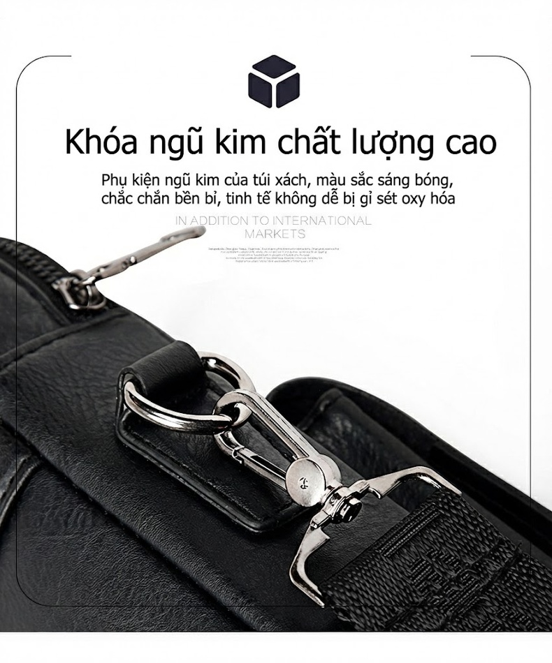 Túi Xách Tay Nam Công Sở Da Bóng Đeo Chéo Đựng Tài Liệu Màu Đen, Nâu chi tiết 6