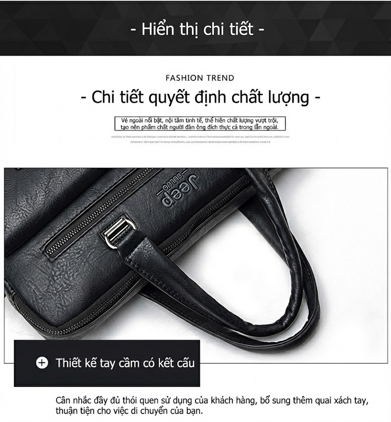 Túi Xách Tay Nam Công Sở Da Bóng Đeo Chéo Đựng Tài Liệu Màu Đen, Nâu chi tiết 22