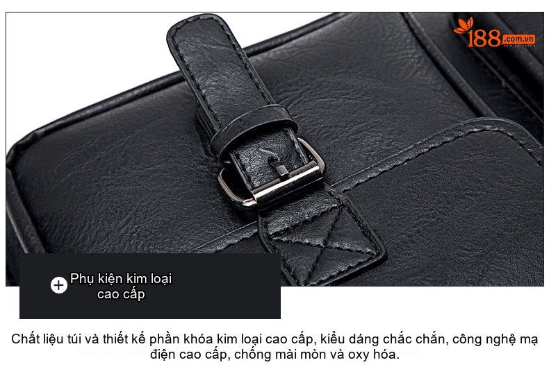 Túi Xách Tay Nam Công Sở Da Bóng Đeo Chéo Đựng Tài Liệu Màu Đen, Nâu chi tiết 25