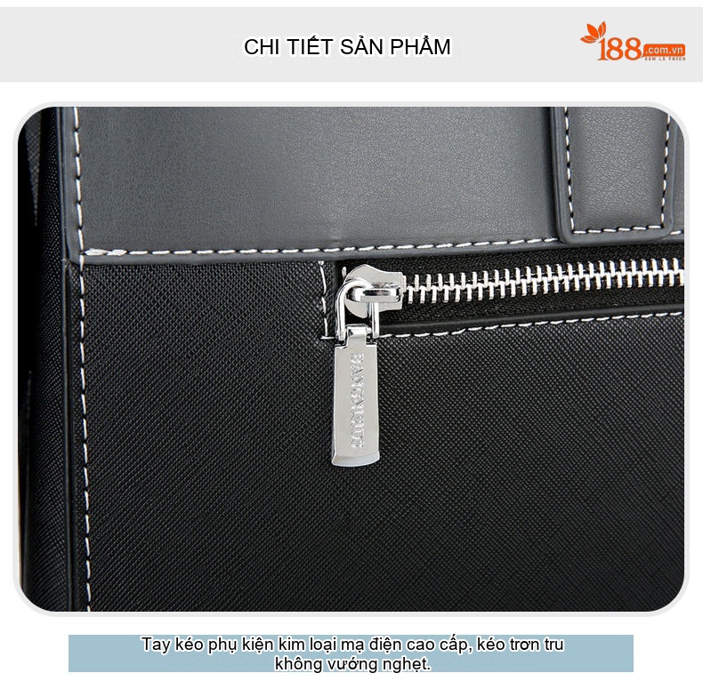 Túi Xách Tay Nam Công Sở Da Bóng Đựng Laptop Có Dây Đeo Chéo Màu Đen, Xám chi tiết 32
