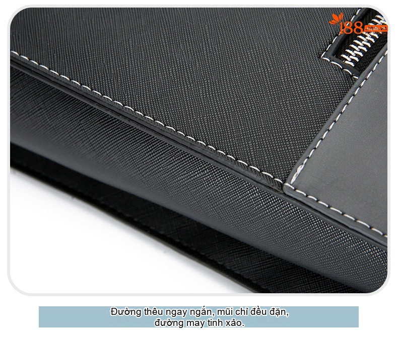 Túi Xách Tay Nam Công Sở Da Bóng Đựng Laptop Có Dây Đeo Chéo Màu Đen, Xám chi tiết 33