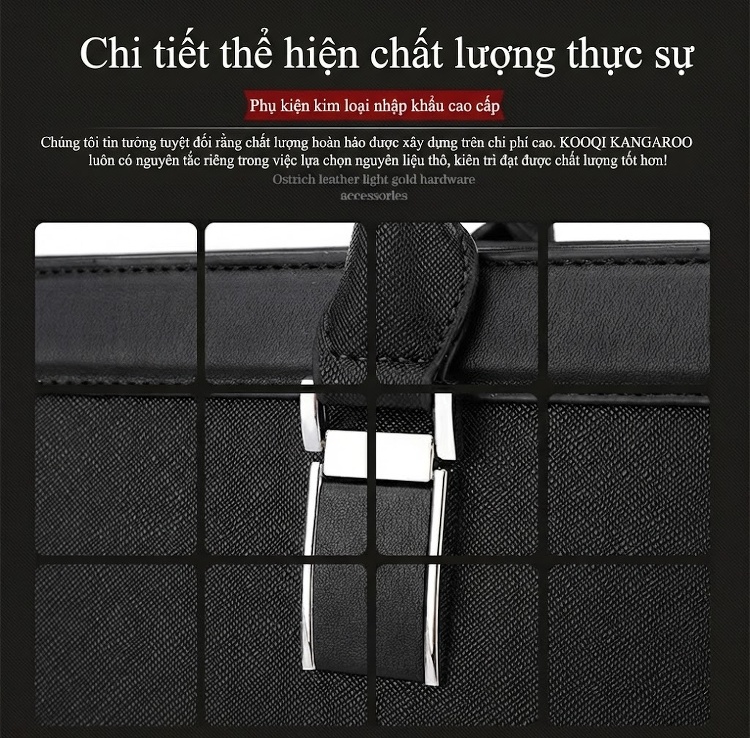 Túi Xách Tay Nam Công Sở Da Mờ Đeo Chéo, Đeo Vai Màu Đen, Xanh Navy chi tiết 6
