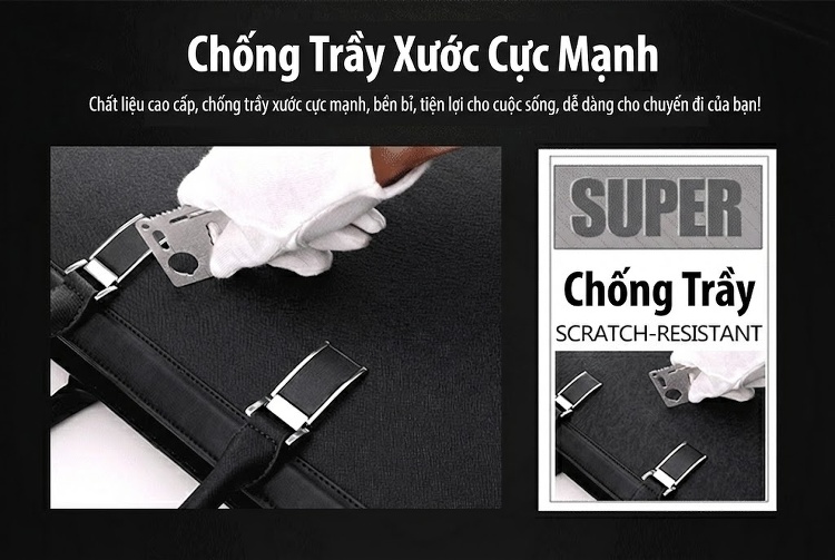 Túi Xách Tay Nam Công Sở Da Mờ Đeo Chéo, Đeo Vai Màu Đen, Xanh Navy chi tiết 1