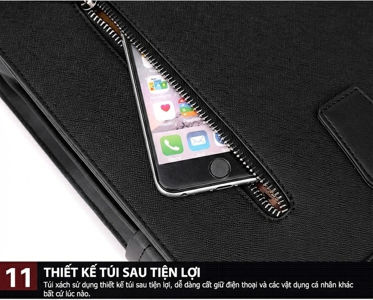 Túi Xách Tay Nam Công Sở Da Mờ Đeo Chéo, Đeo Vai Màu Đen, Xanh Navy chi tiết 34