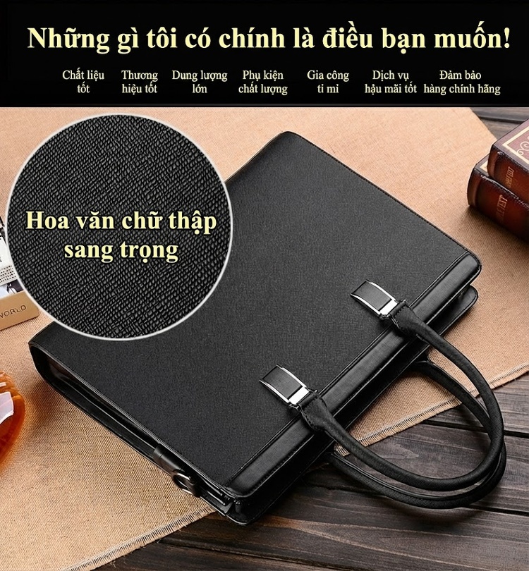 Túi Xách Tay Nam Công Sở Da Mờ Đeo Chéo, Đeo Vai Màu Đen, Xanh Navy chi tiết 4