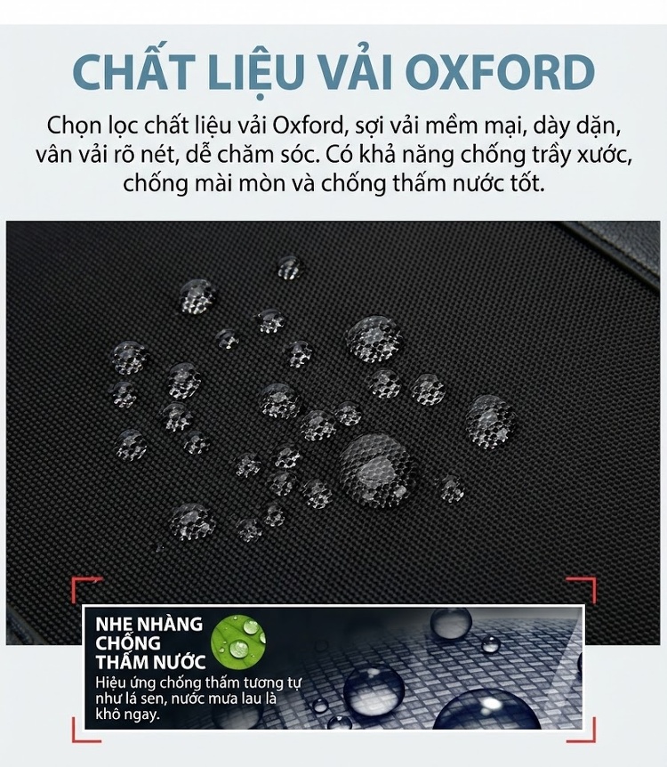 Túi Xách Tay Nam Công Sở Đựng Laptop Vải Oxford Chống Thấm Nước Màu Đen chi tiết 5
