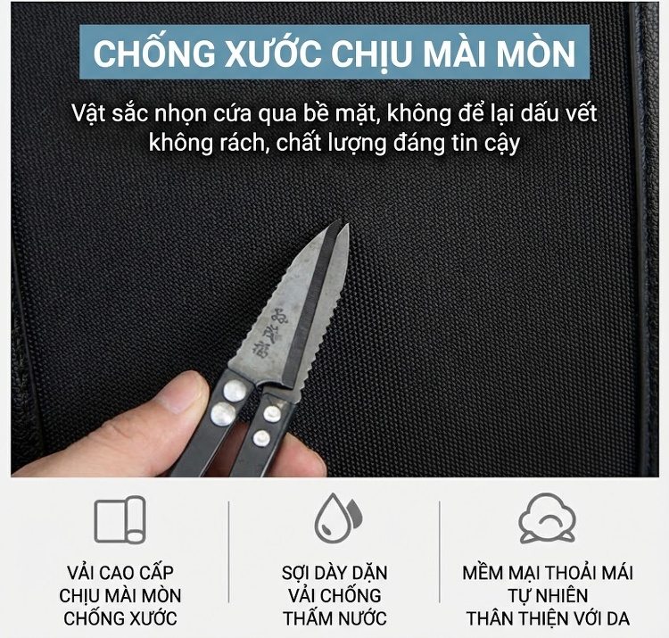 Túi Xách Tay Nam Công Sở Đựng Laptop Vải Oxford Chống Thấm Nước Màu Đen chi tiết 6