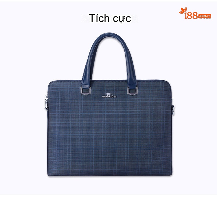 Túi Xách Tay Nam Công Sở PVC Chống Nước Đựng Laptop Có Dây Đeo Chéo Màu Xám, Xanh Navy chi tiết 14
