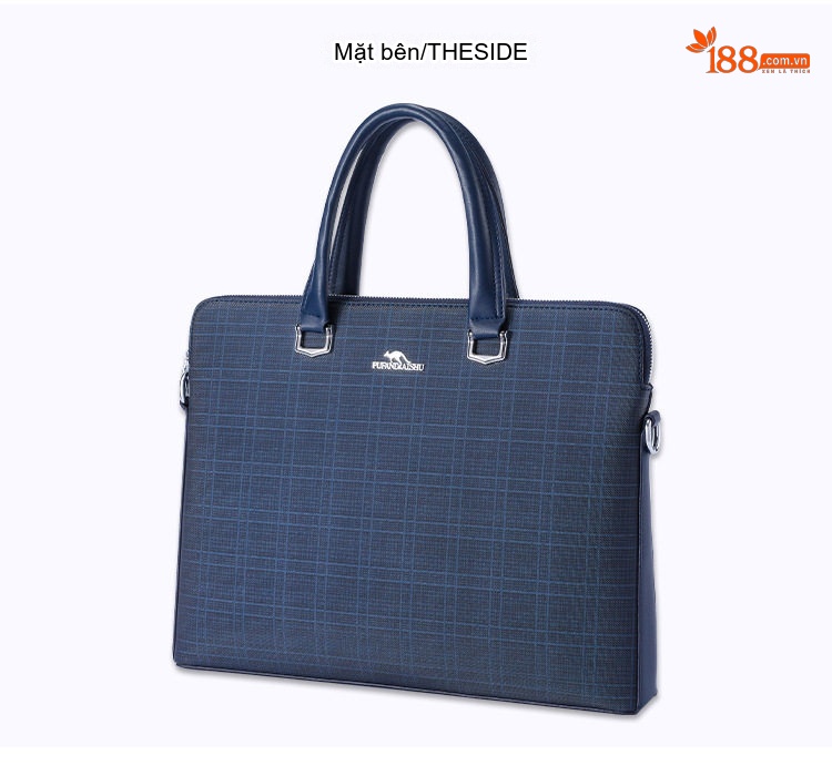Túi Xách Tay Nam Công Sở PVC Chống Nước Đựng Laptop Có Dây Đeo Chéo Màu Xám, Xanh Navy chi tiết 15