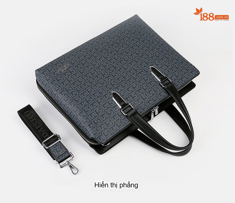 Túi Xách Tay Nam Công Sở Vải Dệt Đeo Chéo Đựng Laptop Màu Xám Đen chi tiết 11