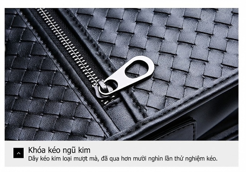 Túi Xách Tay Nam Da Bò Công Sở Đan Chéo Đeo Chéo Màu Đen chi tiết 23