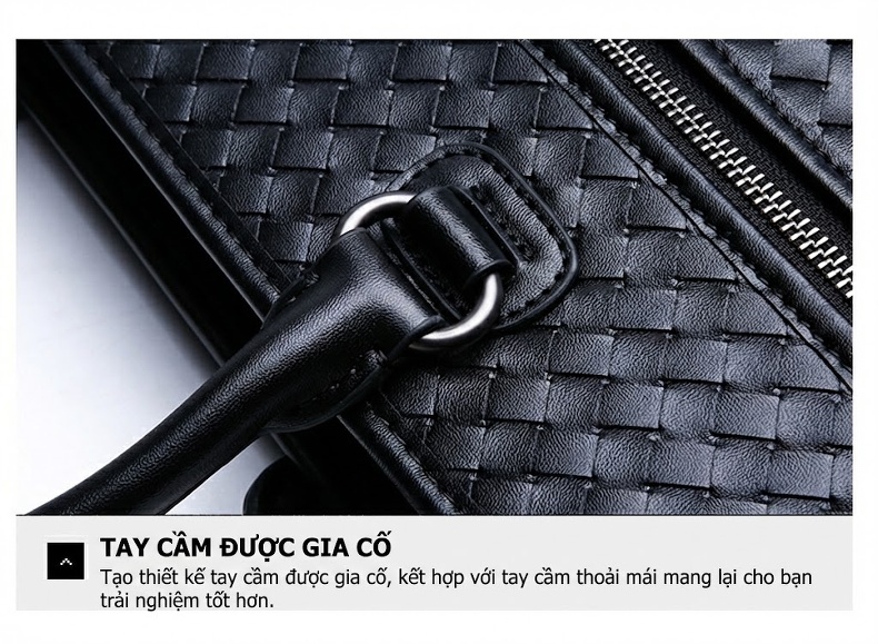 Túi Xách Tay Nam Da Bò Công Sở Đan Chéo Đeo Chéo Màu Đen chi tiết 24