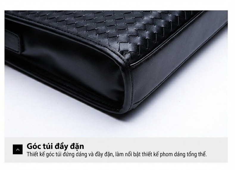 Túi Xách Tay Nam Da Bò Công Sở Đan Chéo Đeo Chéo Màu Đen chi tiết 27