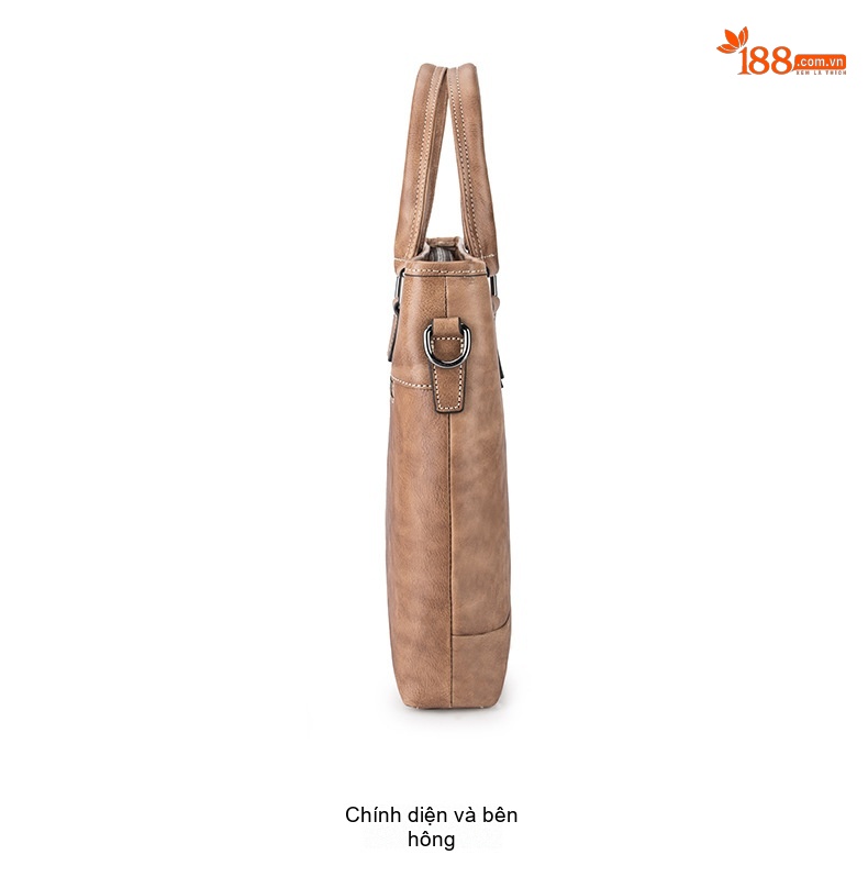 Túi Xách Tay Nam Da Bò Công Sở Đeo Chéo Cổ Điển Màu Nâu, Xám chi tiết 11