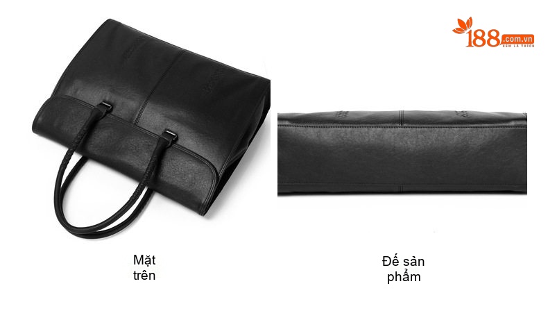 Túi Xách Tay Nam Da Bò Công Sở Đựng Laptop 14 Inch Màu Đen chi tiết 13
