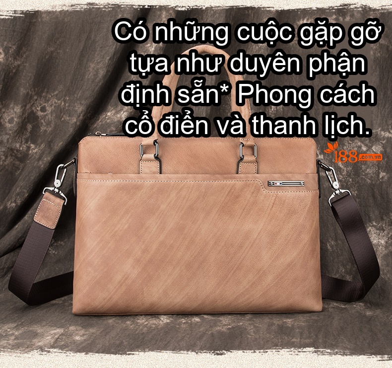 Túi Xách Tay Nam Da Bò Công Sở Đựng Laptop Màu Nâu, Xanh Dương chi tiết 1