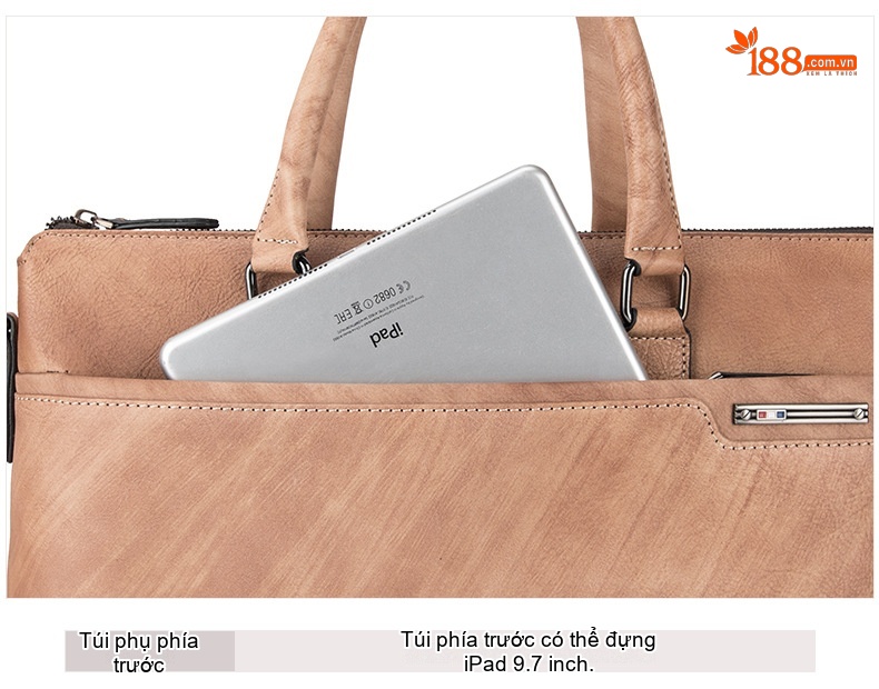 Túi Xách Tay Nam Da Bò Công Sở Đựng Laptop Màu Nâu, Xanh Dương chi tiết 20
