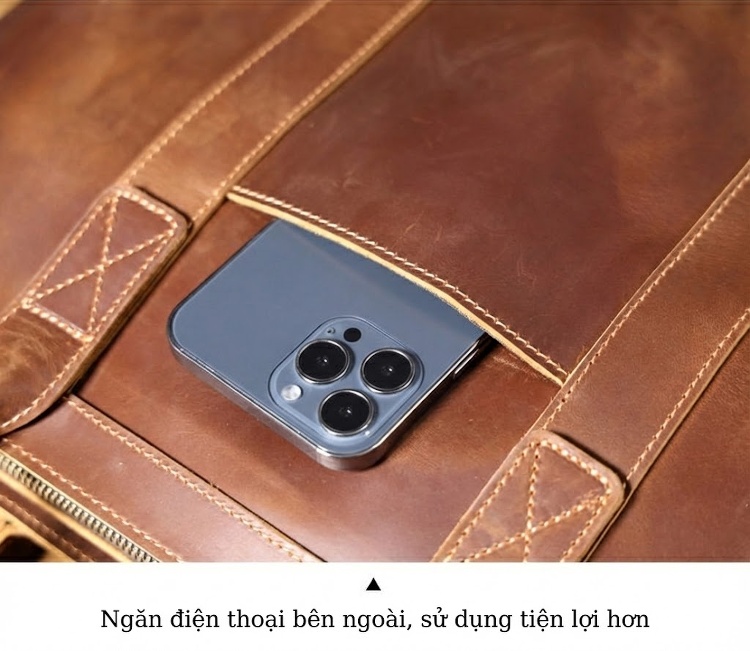Túi Xách Tay Nam Da Bò Công Sở Đựng Laptop Retro chi tiết 17