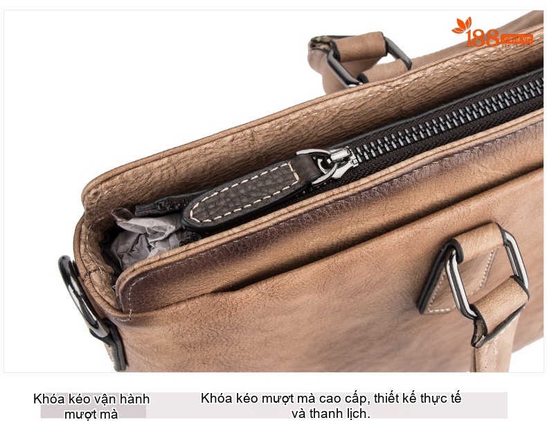 Túi Xách Tay Nam Da Bò Công Sở Đựng Laptop, Túi Đeo Chéo Nam Da Bò Dáng Retro Màu Nâu, Xám Xanh chi tiết 22