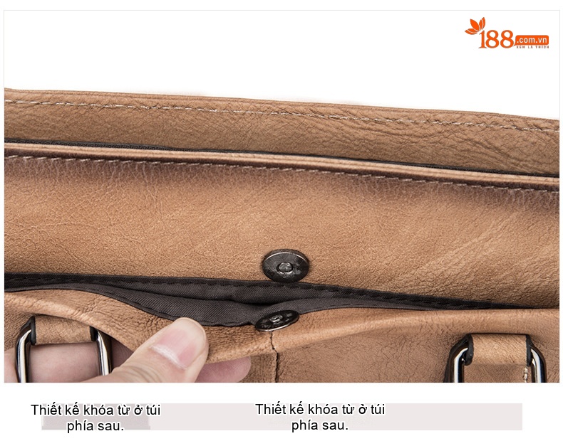Túi Xách Tay Nam Da Bò Công Sở Đựng Laptop, Túi Đeo Chéo Nam Da Bò Dáng Retro Màu Nâu, Xám Xanh chi tiết 25