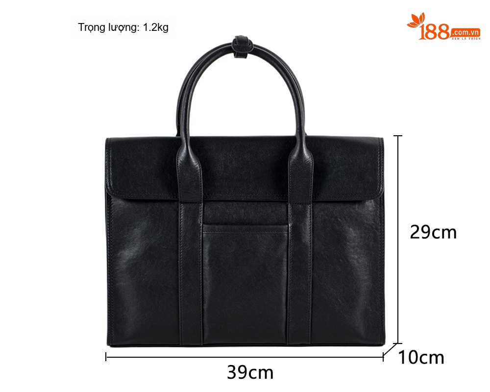 Túi Xách Tay Nam Da Bò Công Sở Laptop Thời Trang Màu Đen chi tiết 6