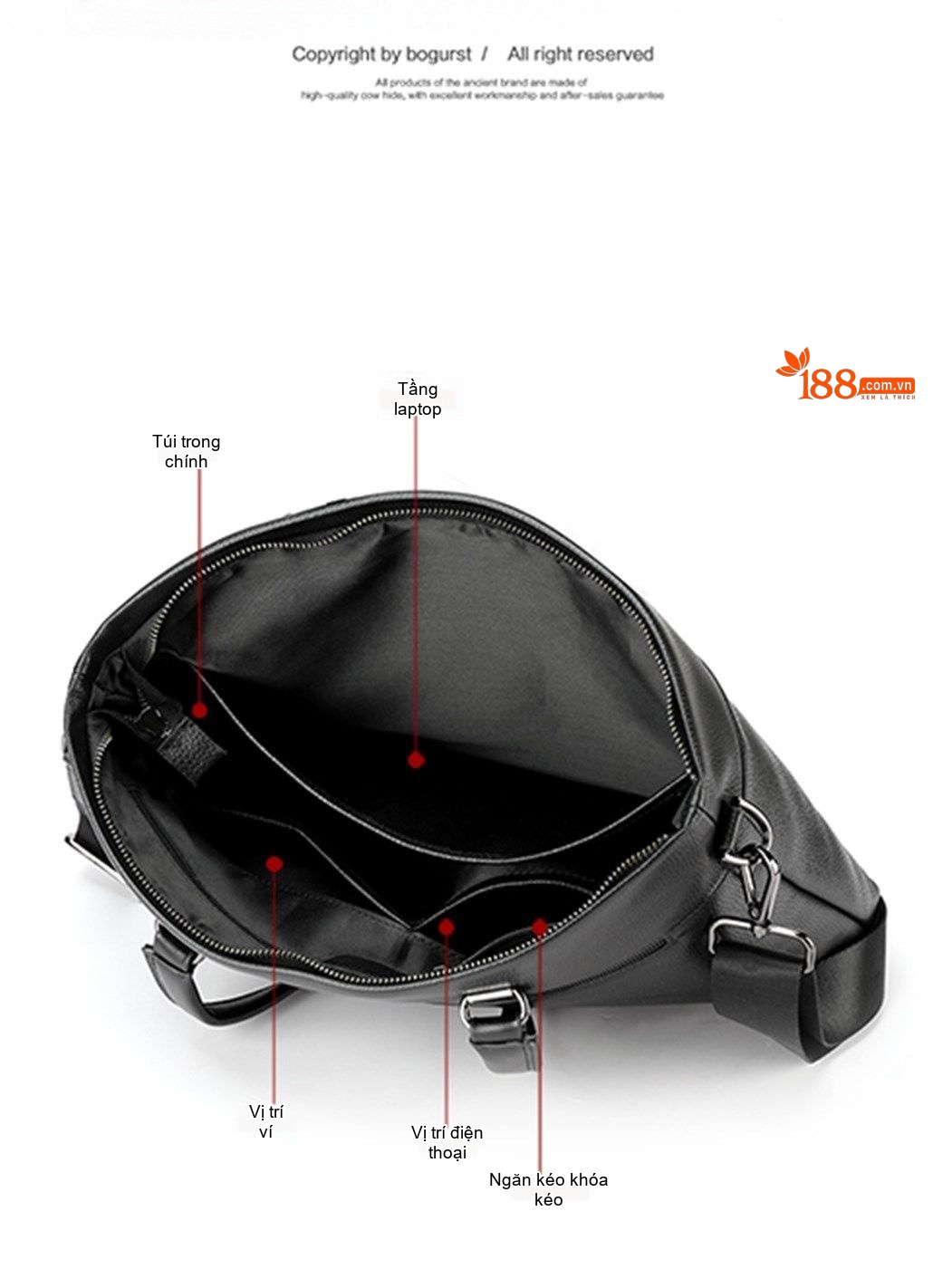 Túi Xách Tay Nam Da Bò Đựng Laptop 14 Inch Công Sở Cỡ Lớn Màu Đen chi tiết 14