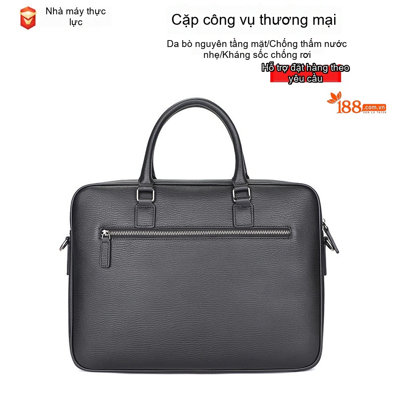Túi Xách Tay Nam Da Bò Đựng Laptop A4 Công Sở Màu Đen