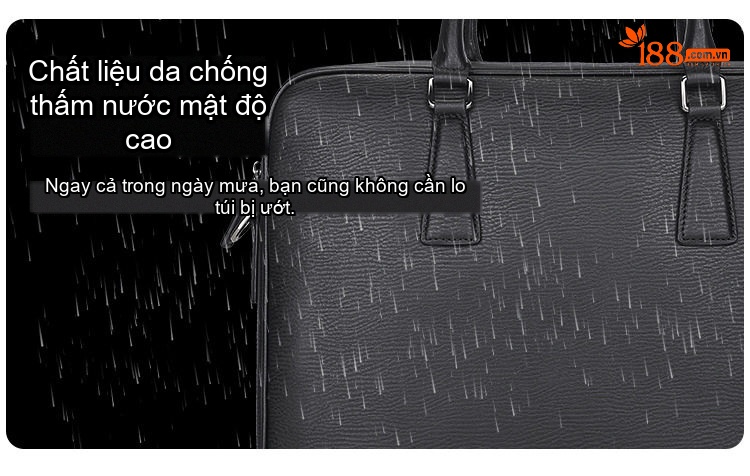 Túi Xách Tay Nam Da Bò Đựng Laptop A4 Công Sở Màu Đen chi tiết 5