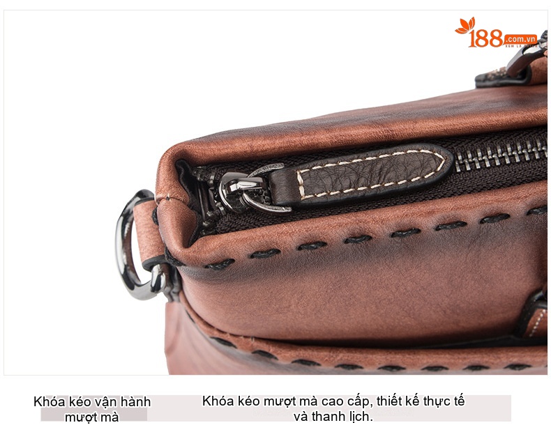 Túi Xách Tay Nam Da Bò Đựng Laptop Công Sở Vintage Màu Nâu chi tiết 21
