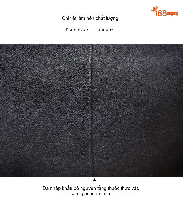 Túi Xách Tay Nam Da Bò Thiết Kế Độc Đáo Đựng Laptop Có Dây Đeo Chéo Màu Đen chi tiết 12