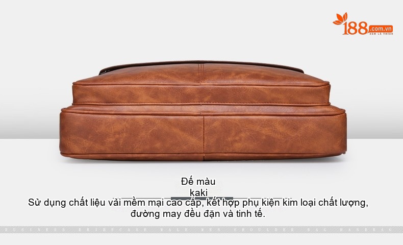Túi Xách Tay Nam Da Bóng Công Sở Đeo Chéo Đựng Laptop Màu Nâu chi tiết 1