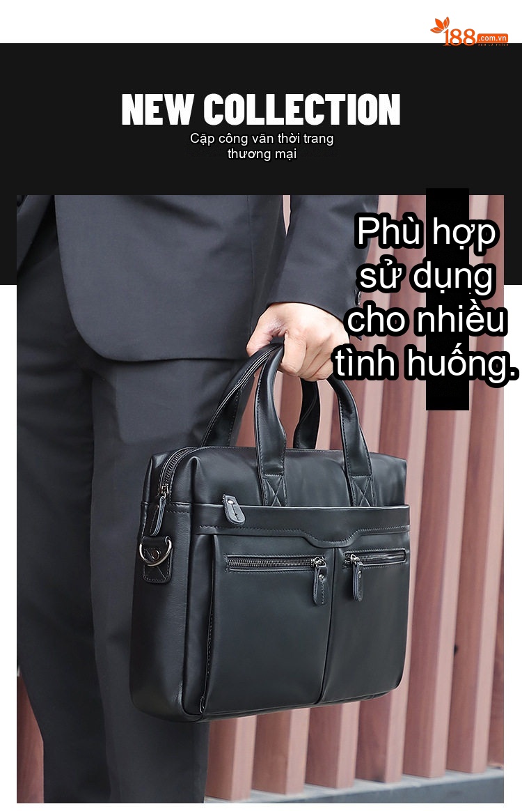 Túi Xách Tay Nam Da Thật Công Sở Đựng Laptop Cao Cấp Màu Đen chi tiết 1