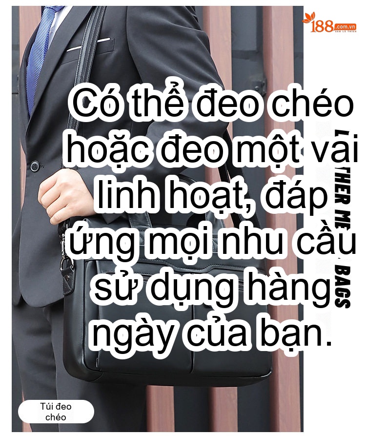 Túi Xách Tay Nam Da Thật Công Sở Đựng Laptop Cao Cấp Màu Đen chi tiết 2