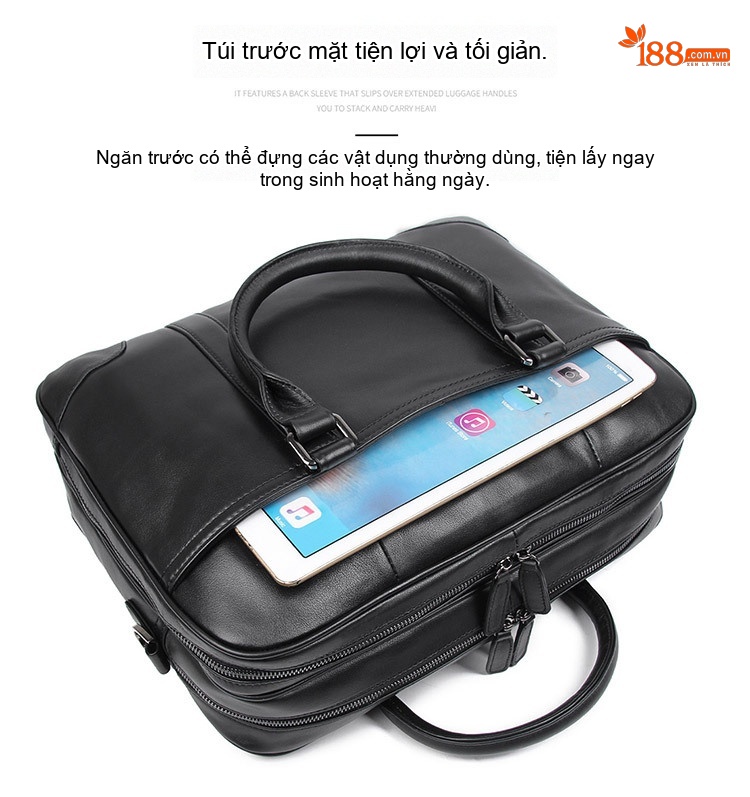 Túi Xách Tay Nam Da Thật Công Sở Đựng Laptop Màu Đen chi tiết 6