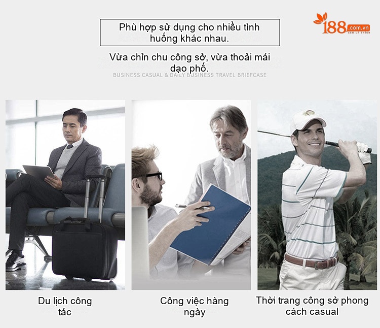 Túi Xách Tay Nam Da Thật Công Sở Đựng Laptop Màu Đen chi tiết 3