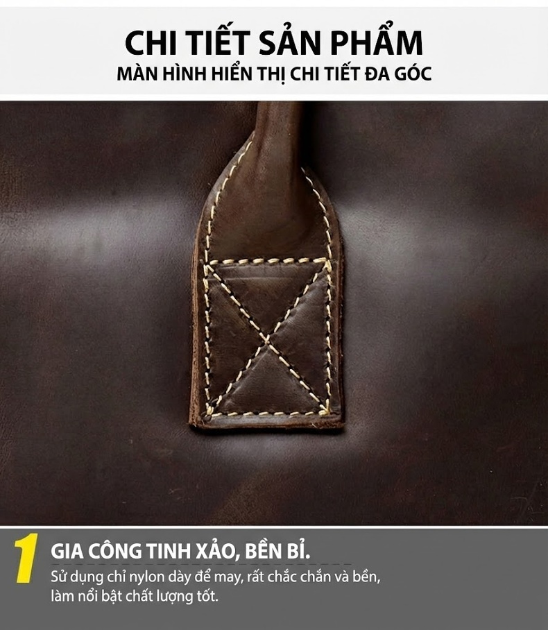 Túi Xách Tay Nam Da Thật Crazy Horse Đựng Laptop Công Sở Phong Cách Business Màu Nâu, Nâu Đậm chi tiết 17