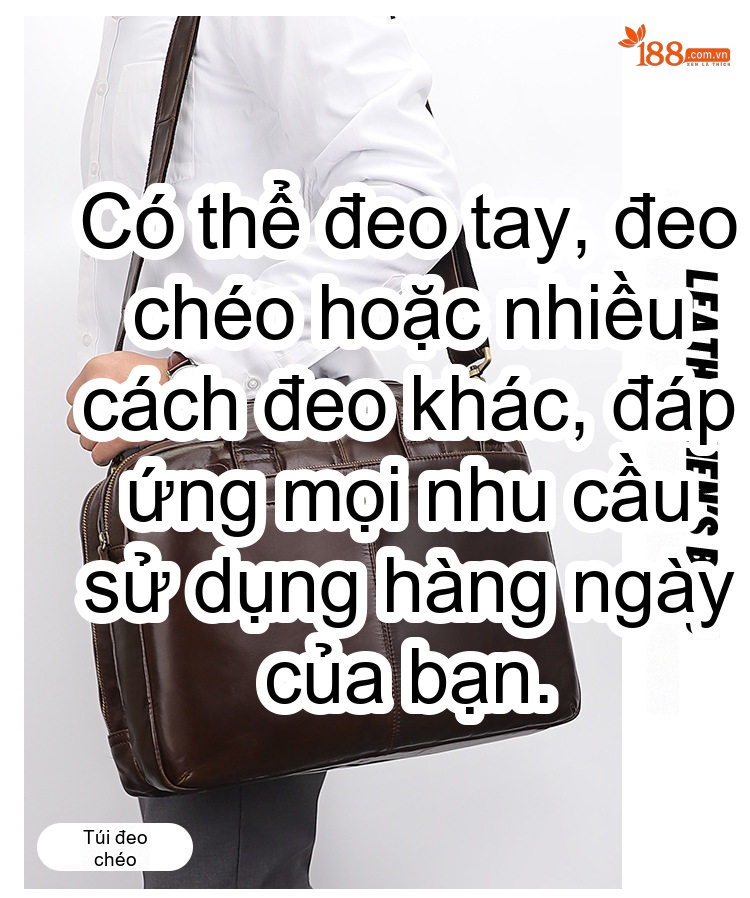 Túi Xách Tay Nam Da Thật Đựng Laptop 15.6 inch Công Sở Màu Nâu chi tiết 3