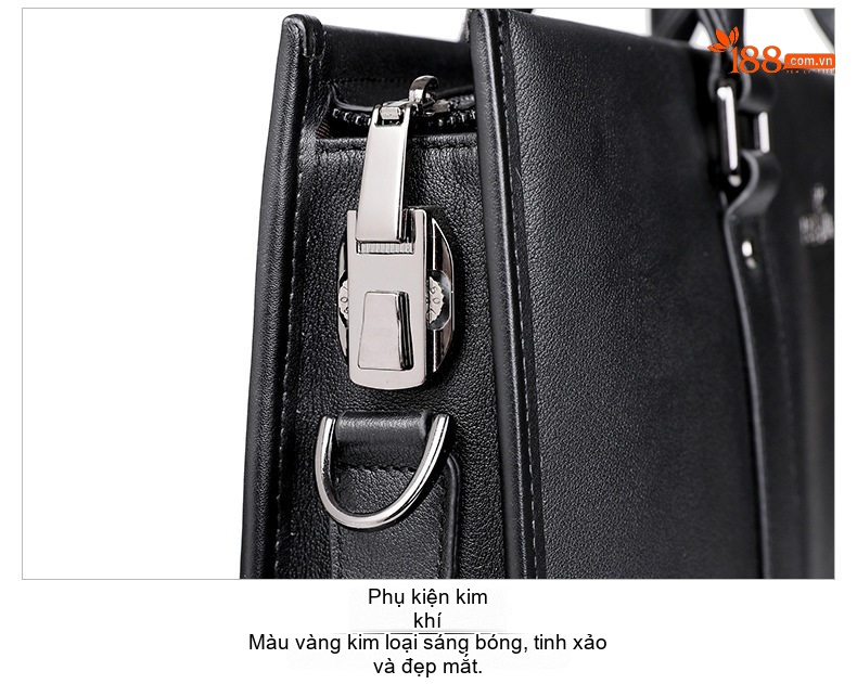 Túi Xách Tay Nam Da Thật Khóa Số Công Sở Đựng Laptop Màu Đen chi tiết 17