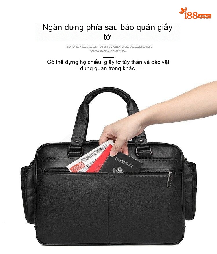 Túi Xách Tay Nam Da Thật Vintage Đựng Laptop 15.6 Inch Có Dây Đeo Chéo Phong Cách Công Sở Màu Nâu chi tiết 7