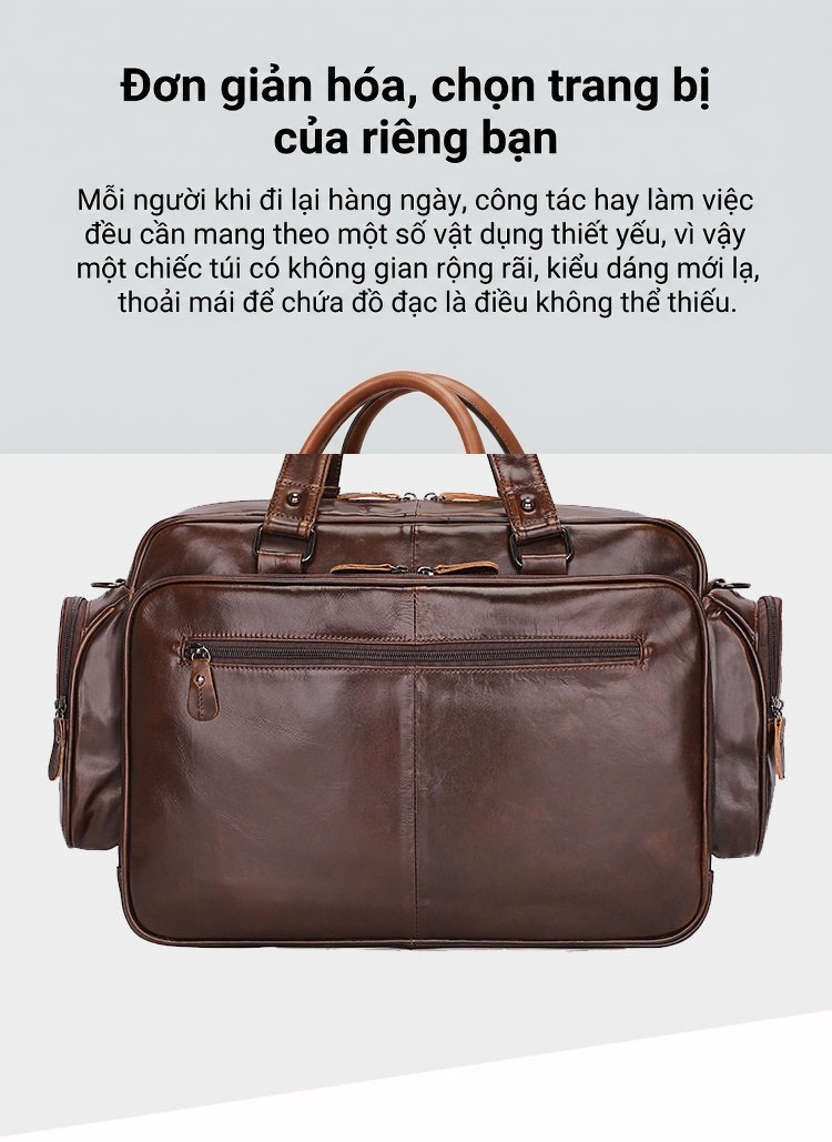 Túi Xách Tay Nam Da Thật Vintage Đựng Laptop 15.6 Inch Có Dây Đeo Chéo Phong Cách Công Sở Màu Nâu chi tiết 18